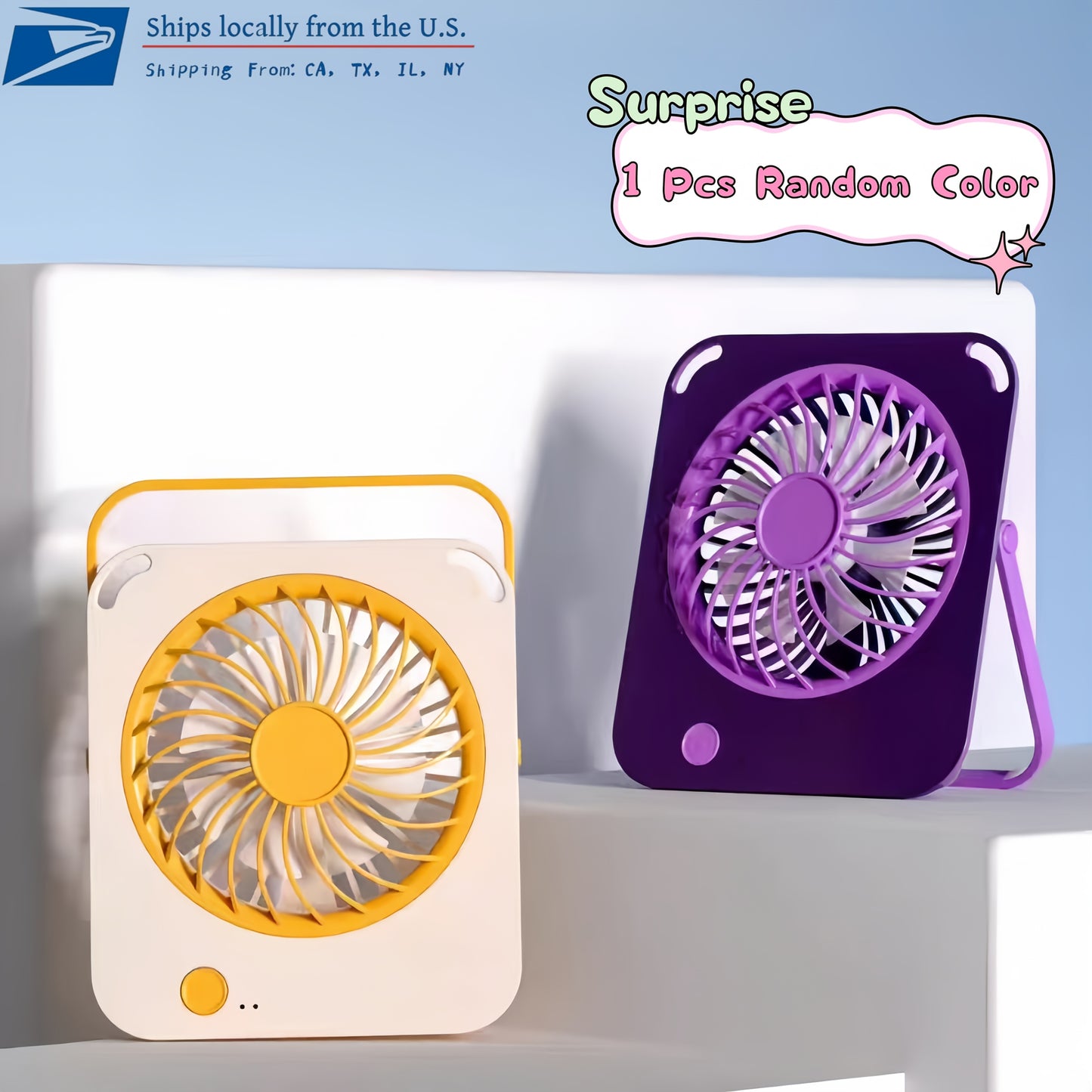 Portable rechargeable desk fan — 5-speed cordless USB-C personal fan, battery-operated for travel, bedroom, office, pool deck, and outdoor use
