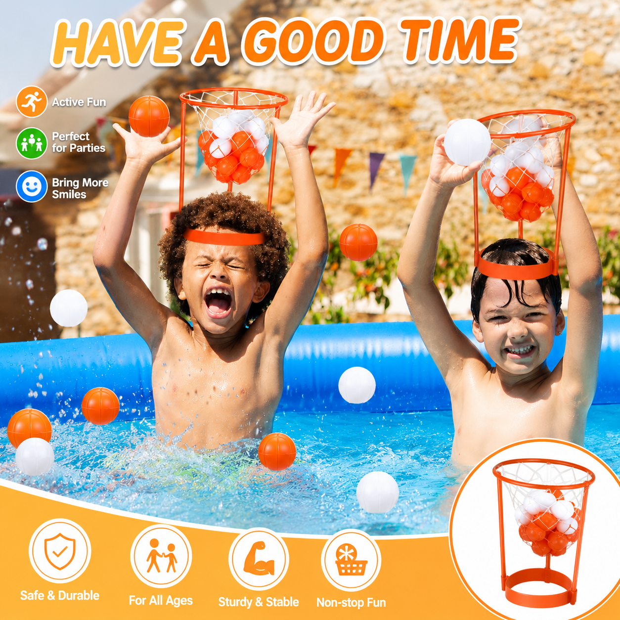 Head Hoop Ball Toss Game Set for Kids & Adults, Adjustable Basketball Headband Party Game with Soft Toss Balls, Indoor Outdoor Carnival Family Activity for Birthday School Travel