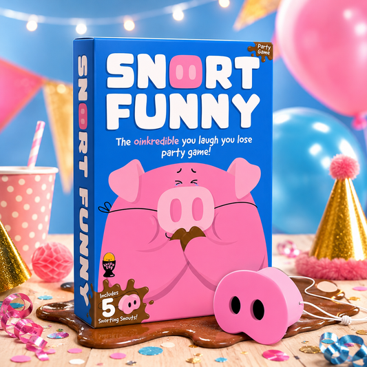 Snort Funny pig nose party game, a Speak Out alternative for family game night