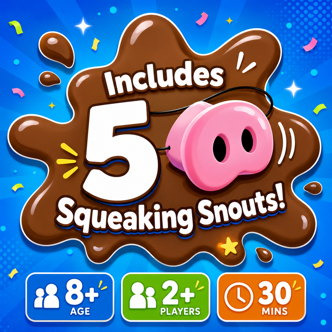Kids playing a you laugh you lose pig nose party game