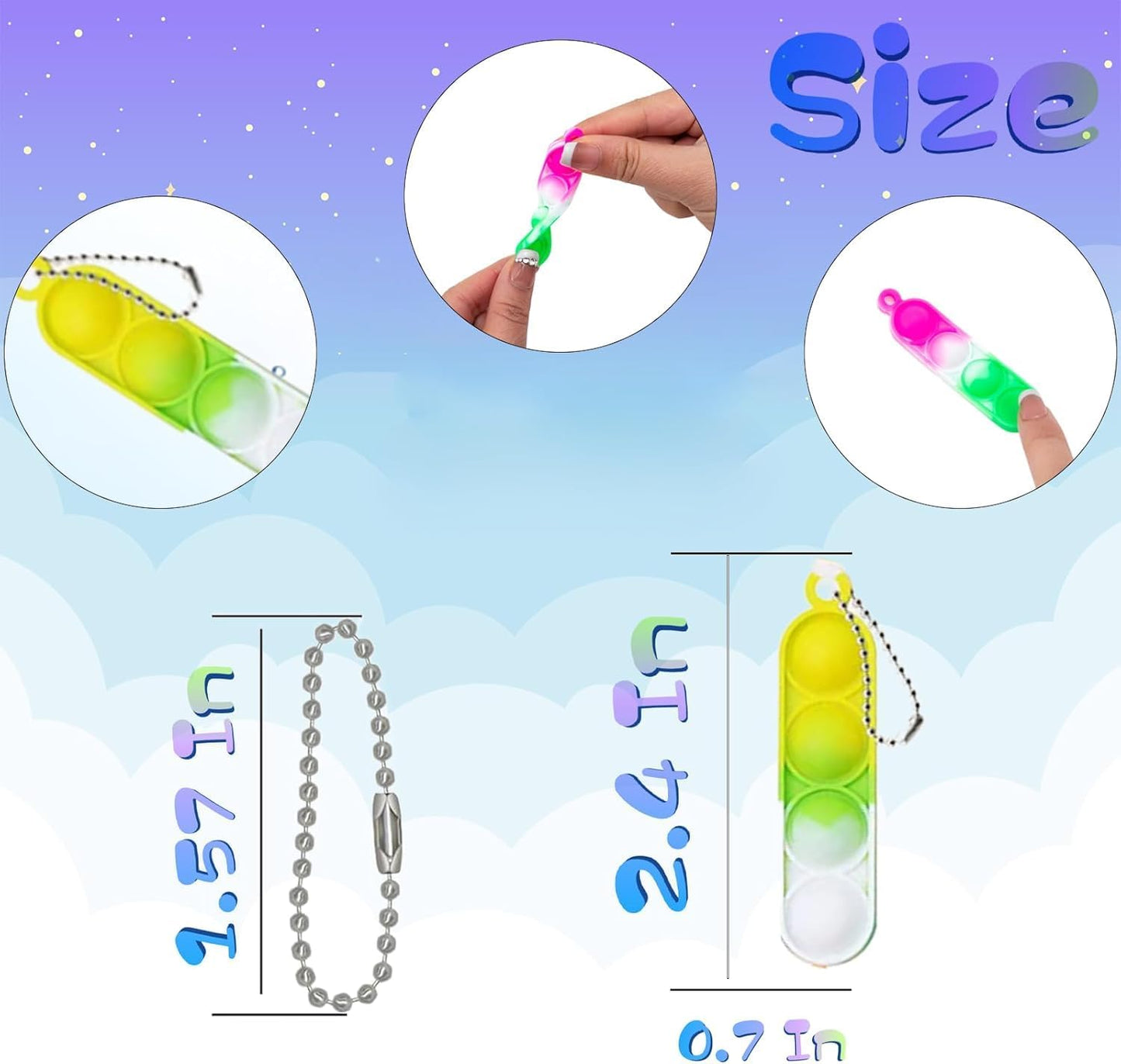 360-pack rectangle pop keychain bulk