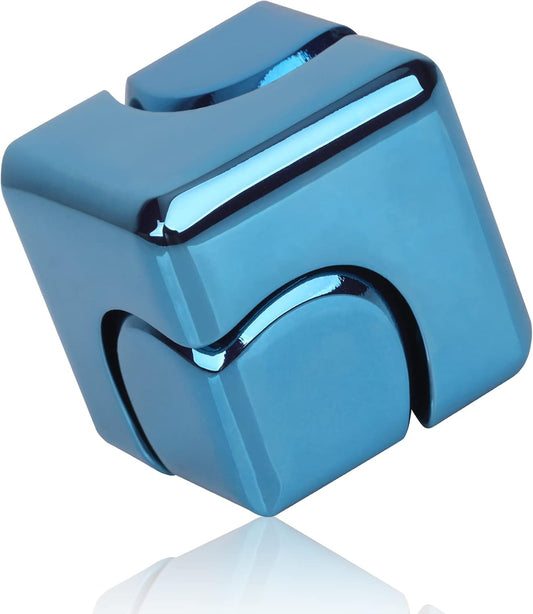 4-in-1 metal fidget cube spinner blue
