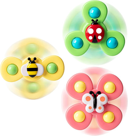 3-piece suction cup spinner toys toddler