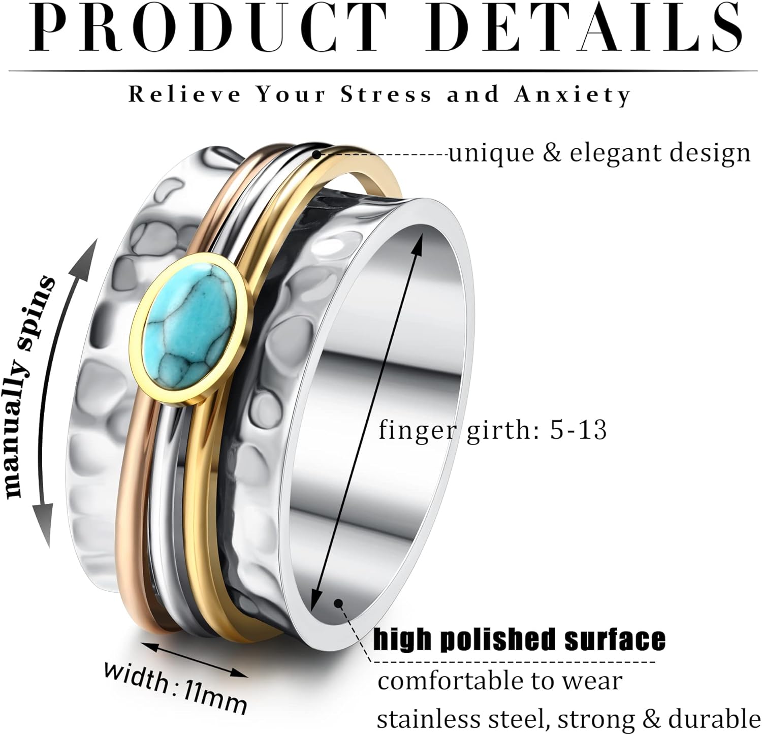 Anxiety fidget ring designs