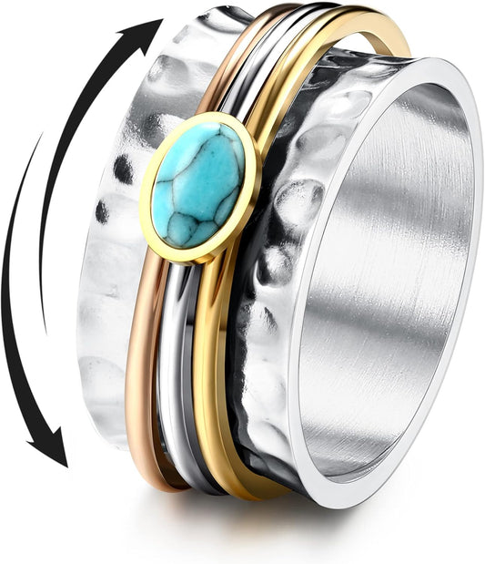 Stainless steel anxiety spinner ring set