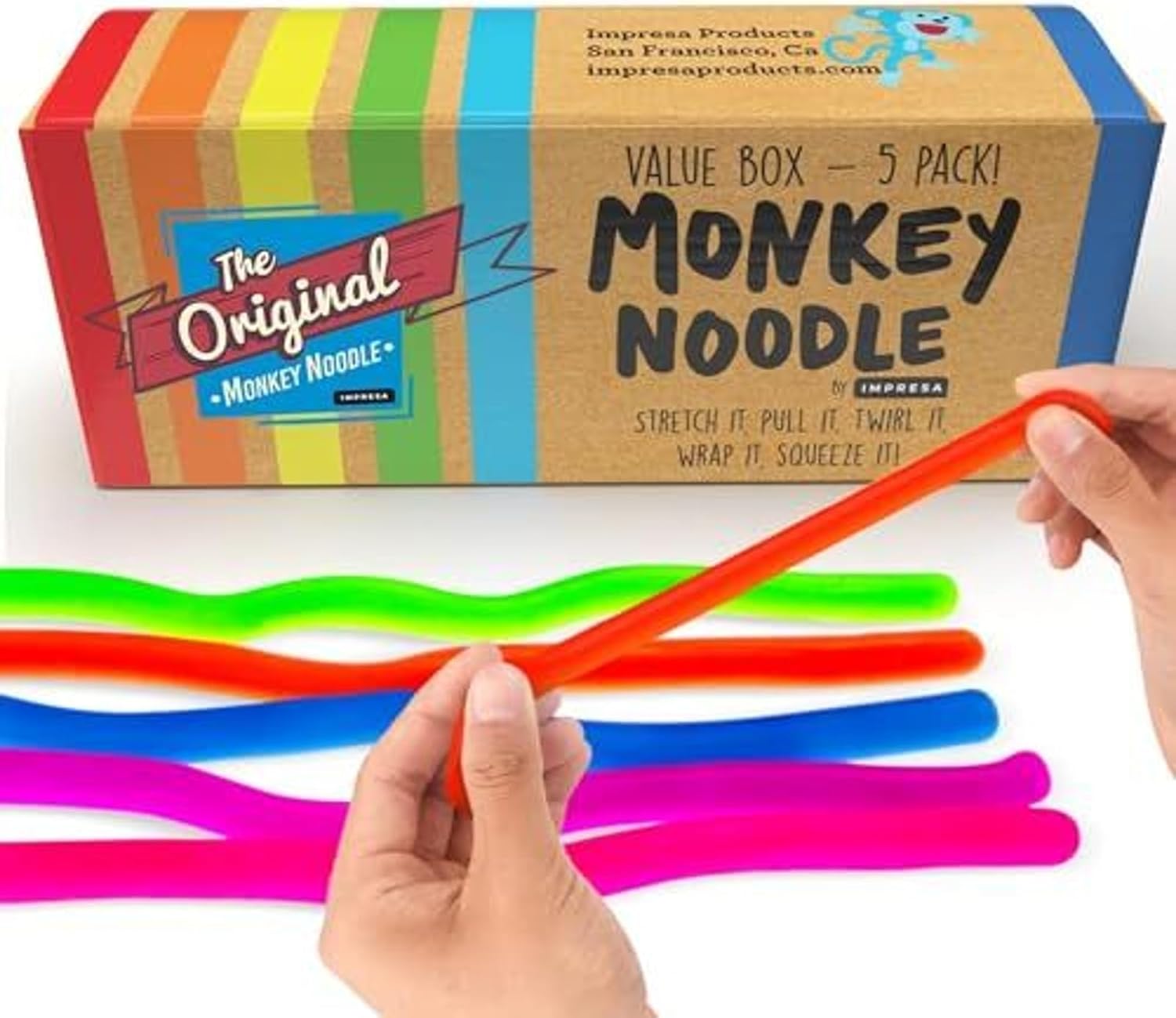 Monkey noodles stretchy fidget toys 5-pack
