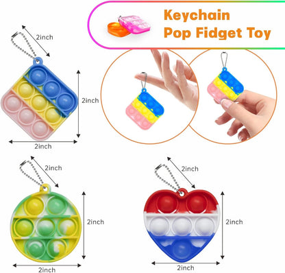 Silicone pop keychain set