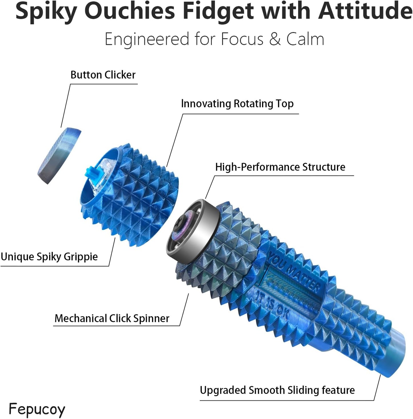 Blue silver EDC fidget tool