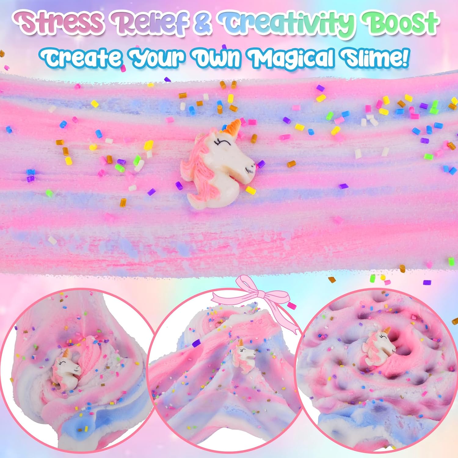 Blue white pink cloud slime
