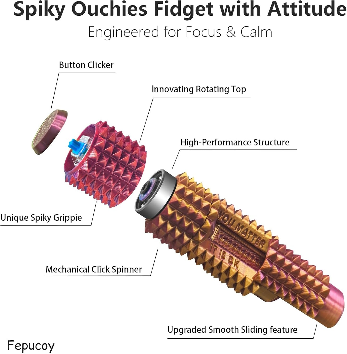 Rose gold spiky fidget tool