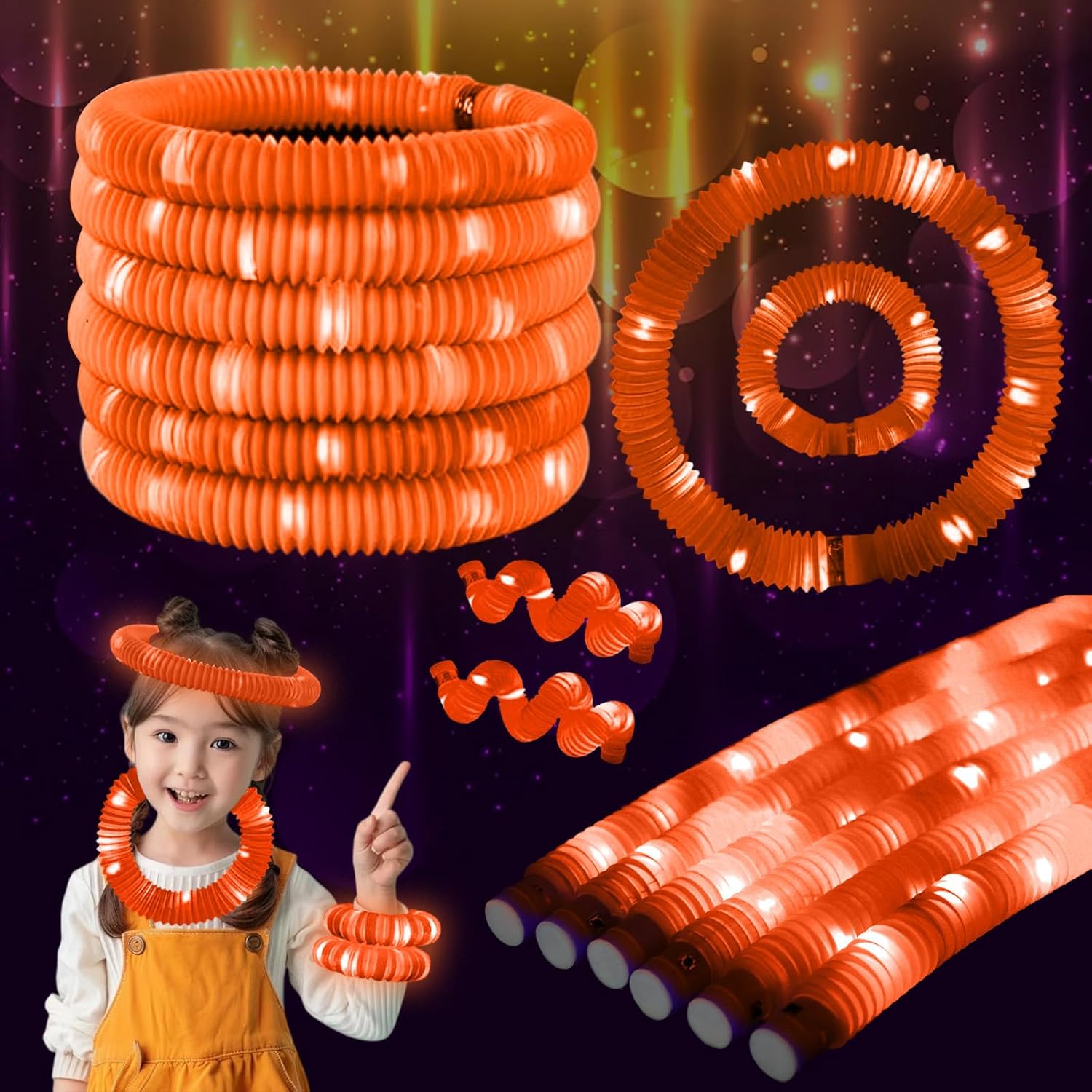 36-pack orange light-up pop tubes