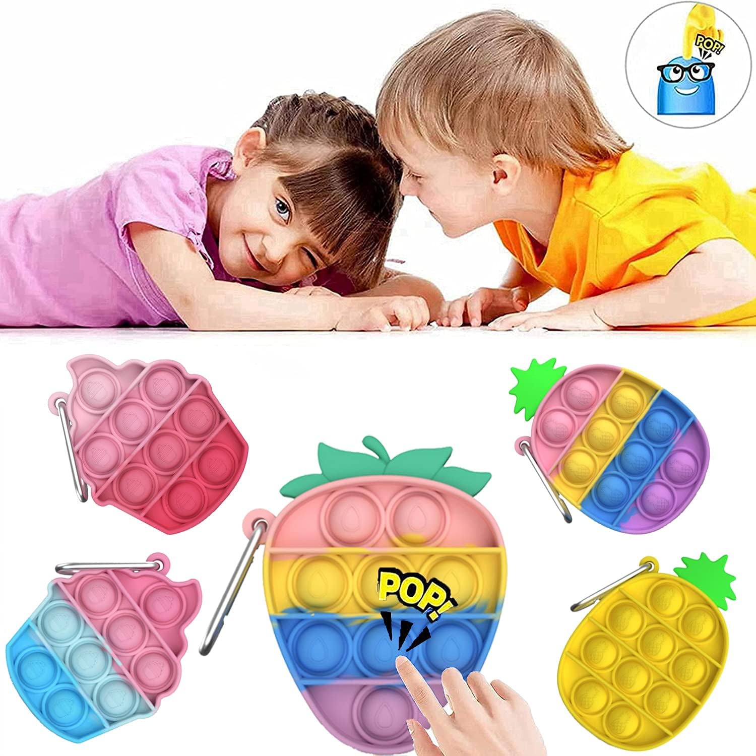 Pop bubble keychain fruit shapes