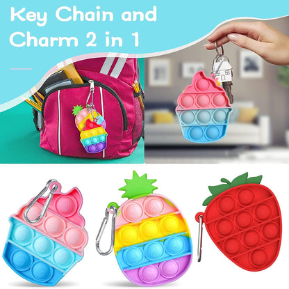 Silicone bubble pop sensory keychain
