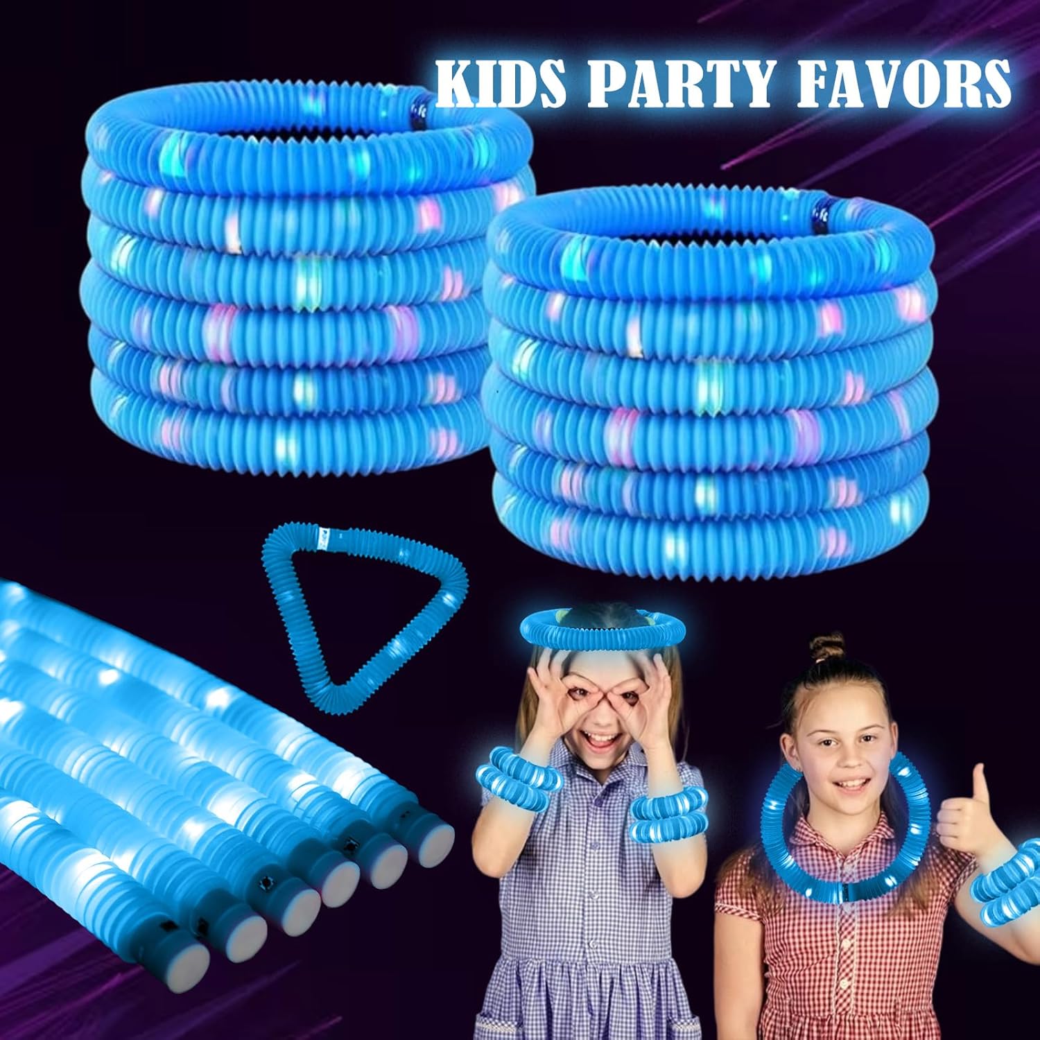 Blue glow pop tube fidget