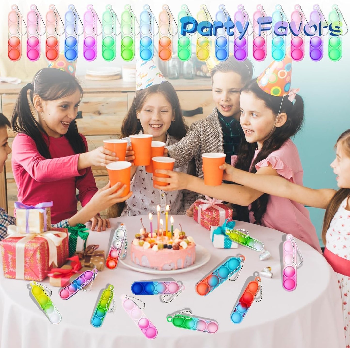 Silicone pop keychain assorted