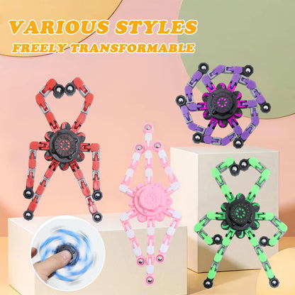 Deformable fingertip gyro chain toy