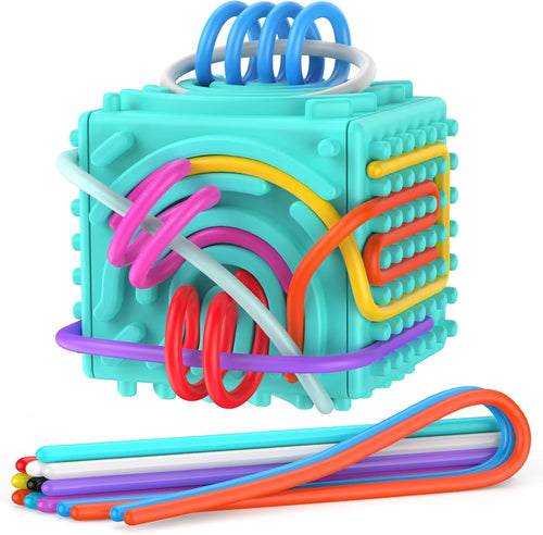Silicone sensory activity cube blue