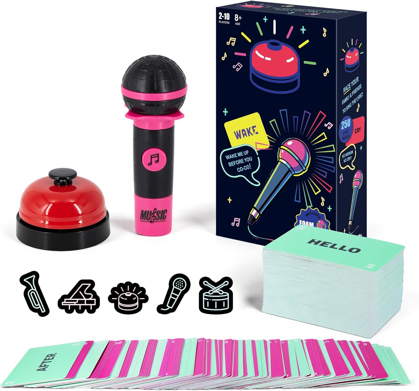 Party Game-Ultimate Music Trivia Challenge for 2-10 Players,New Music Version of Family Card Game,125 Lyric Cards, Microphone & Games Board,Perfect for Adults & Music Lovers Games Night