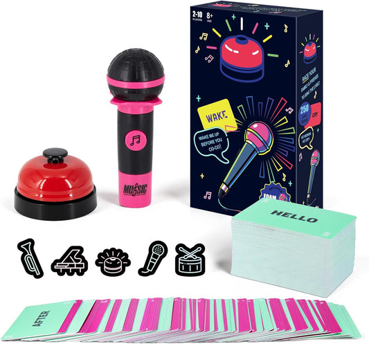 Party Game-Ultimate Music Trivia Challenge for 2-10 Players,New Music Version of Family Card Game,125 Lyric Cards, Microphone & Games Board,Perfect for Adults & Music Lovers Games Night
