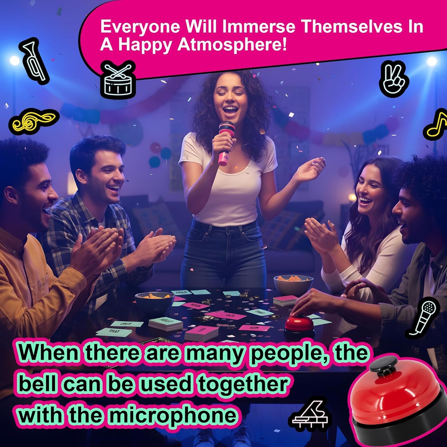 Party Game-Ultimate Music Trivia Challenge for 2-10 Players,New Music Version of Family Card Game,125 Lyric Cards, Microphone & Games Board,Perfect for Adults & Music Lovers Games Night