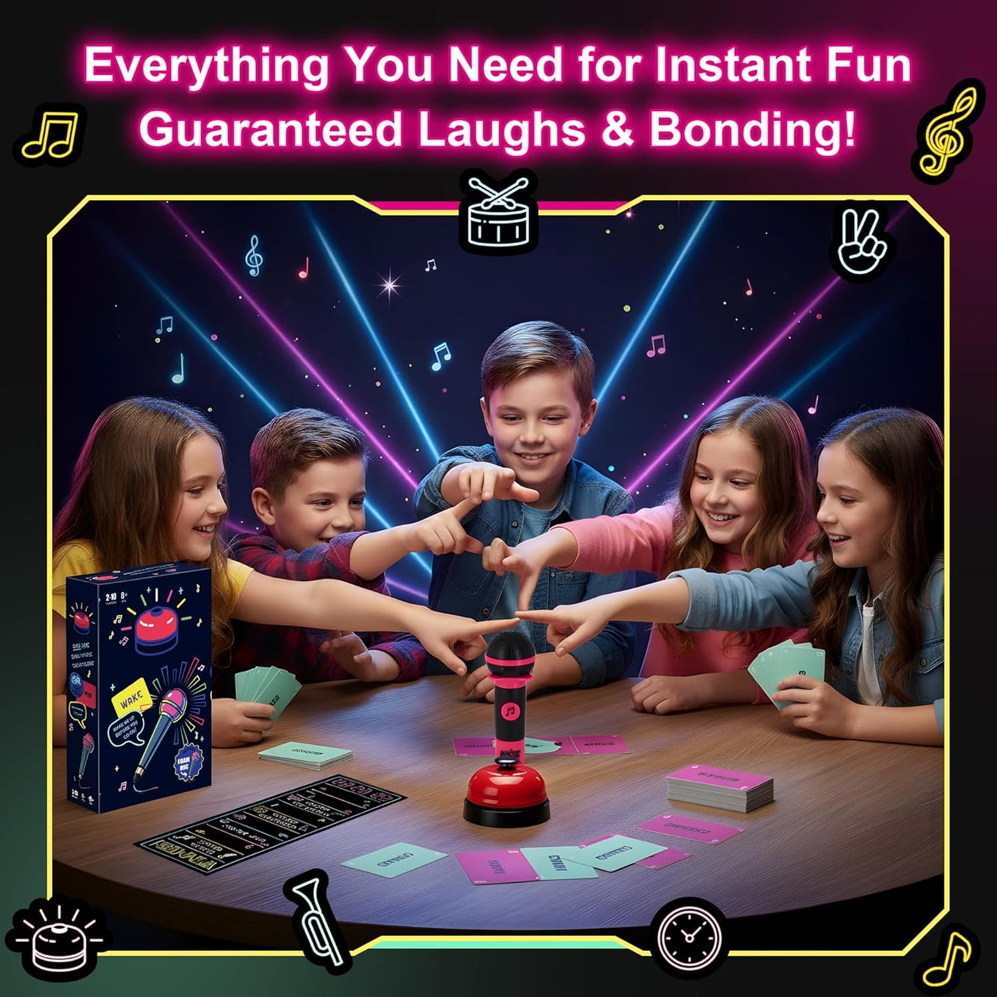 Party Game-Ultimate Music Trivia Challenge for 2-10 Players,New Music Version of Family Card Game,125 Lyric Cards, Microphone & Games Board,Perfect for Adults & Music Lovers Games Night