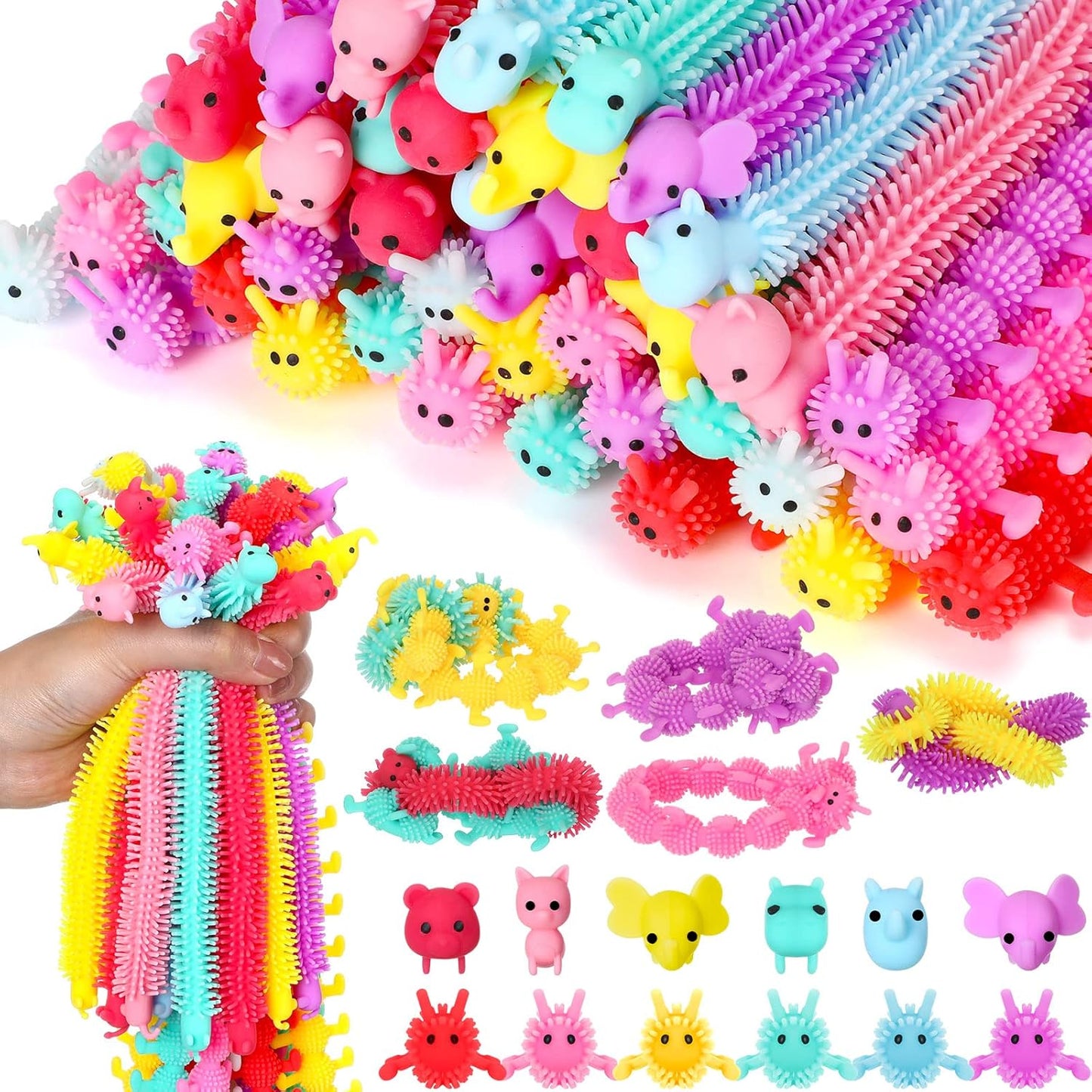 100-pack cute stretchy animal fidgets