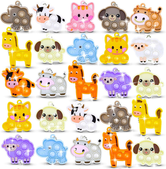 30-pack mini pop-it keychain bulk set