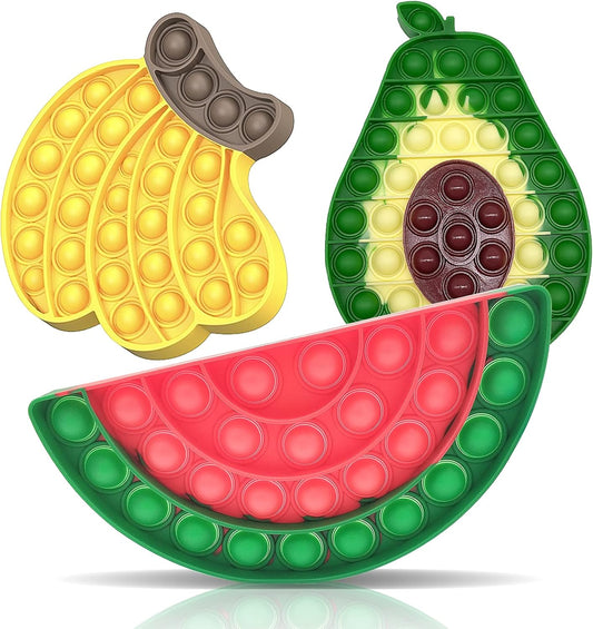 3-pack silicone push pop fidget banana avocado watermelon