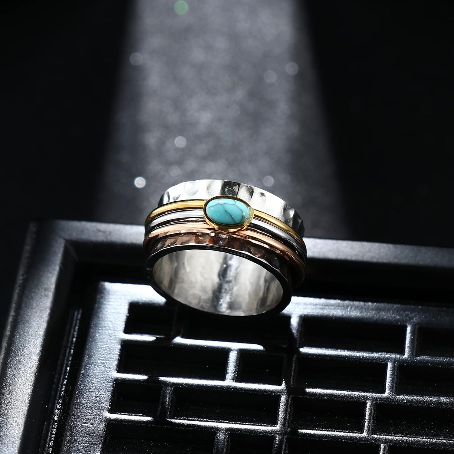 Moon star heart flower ring
