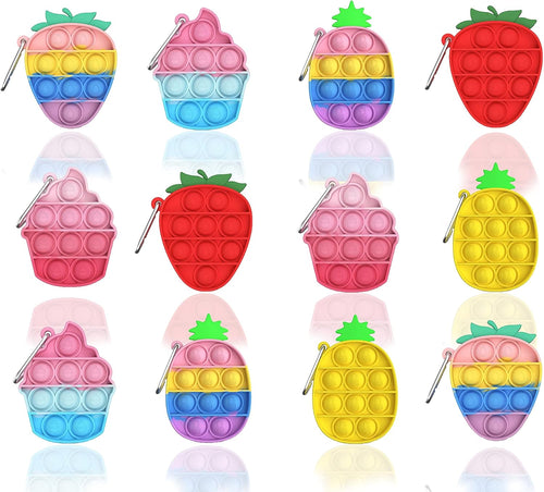12-pack mini pop bubble fidget keychains