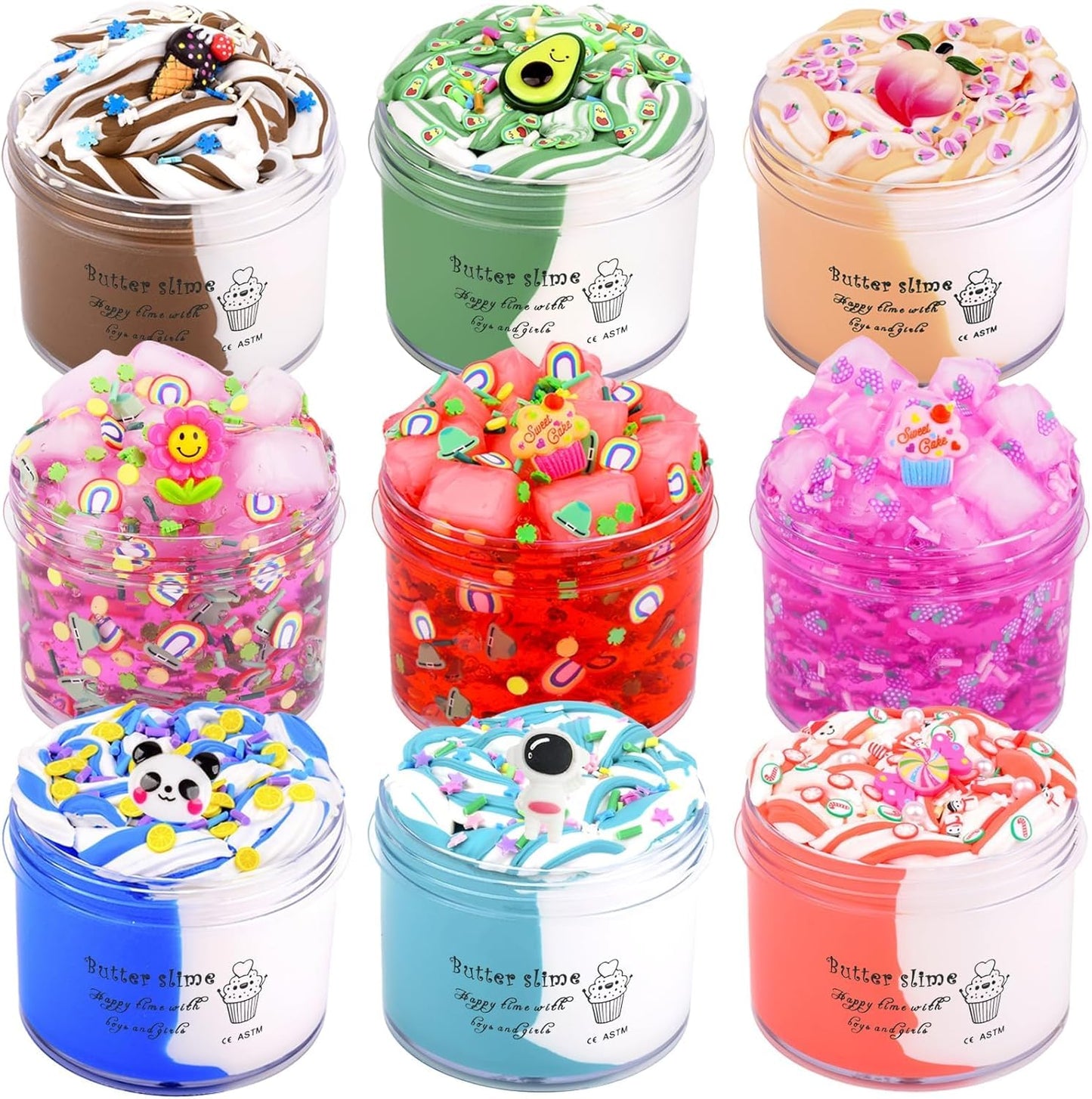 9-pack two-color butter jelly cube slime kit