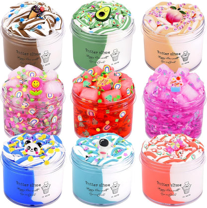 9-pack two-color butter jelly cube slime kit