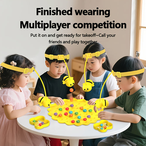 Magnetic bee fishing headband party game for kids, wearable dexterity challenge with adjustable strap and magnetic catching stick