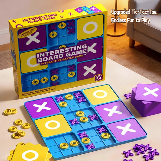 Classic wooden tic-tac-toe travel game with smooth-sanded X and O pieces, compact pocket-size board for family and kids