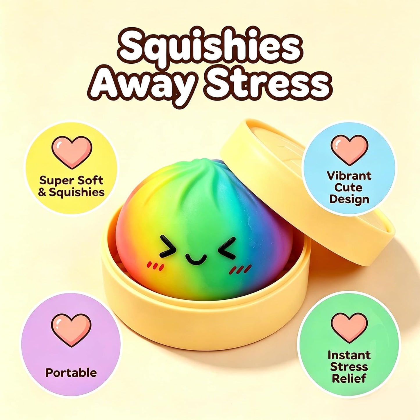 Glitter baozi squishy inside blind box mystery packaging for unboxing reveal moment