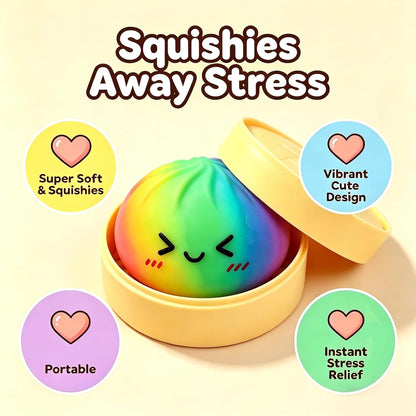 Glitter baozi squishy inside blind box mystery packaging for unboxing reveal moment