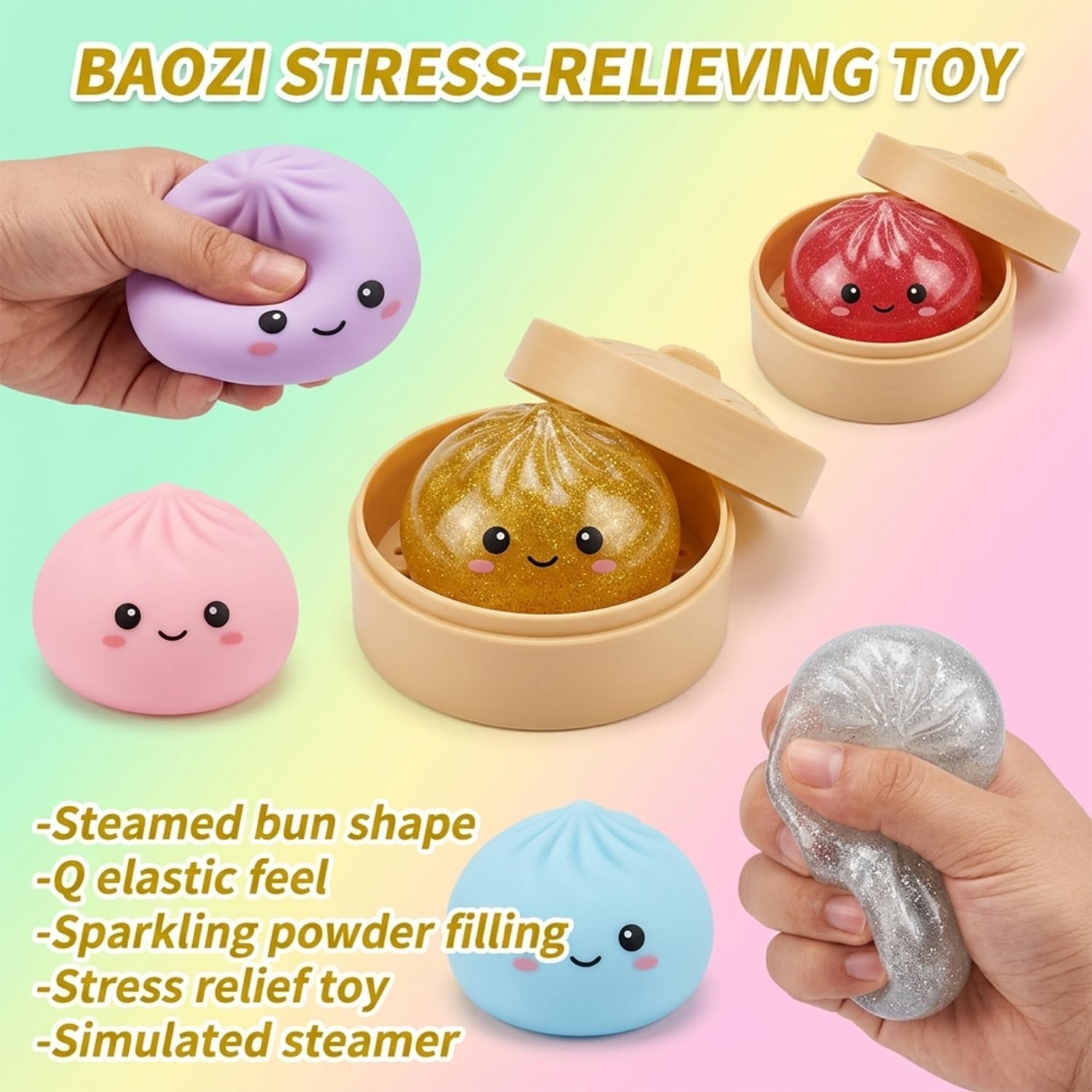 Cute jumbo squishy dumpling fidget toy ideal as easter basket stuffer and party favor