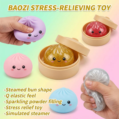 Cute jumbo squishy dumpling fidget toy ideal as easter basket stuffer and party favor