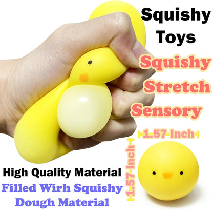 Sensory yellow chick squishy 3-pack as autism-friendly tactile sensory fidget tool