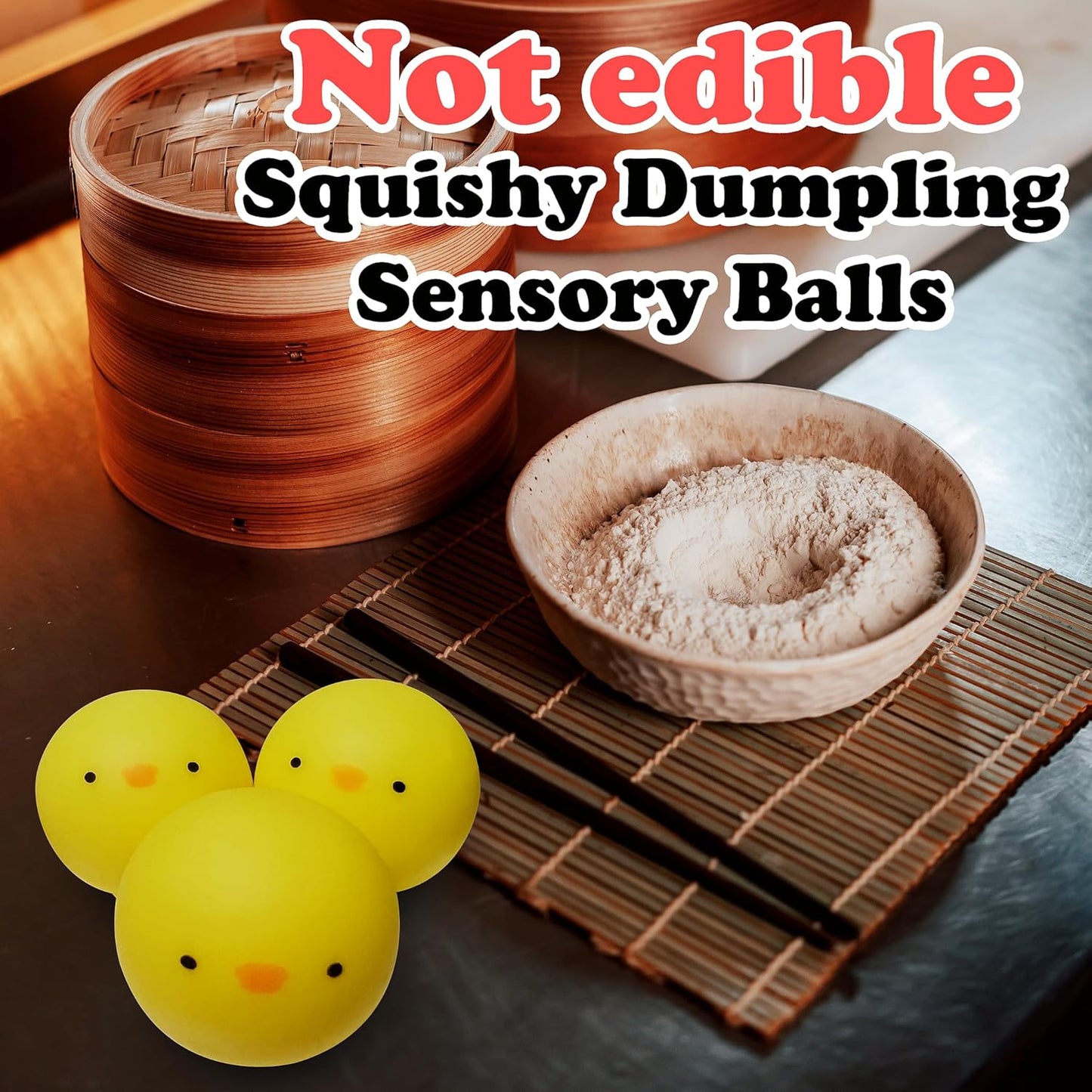 Soft slow-rise chick dumpling stress ball trio for ADHD focus and stress relief