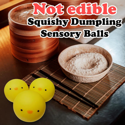 Soft slow-rise chick dumpling stress ball trio for ADHD focus and stress relief