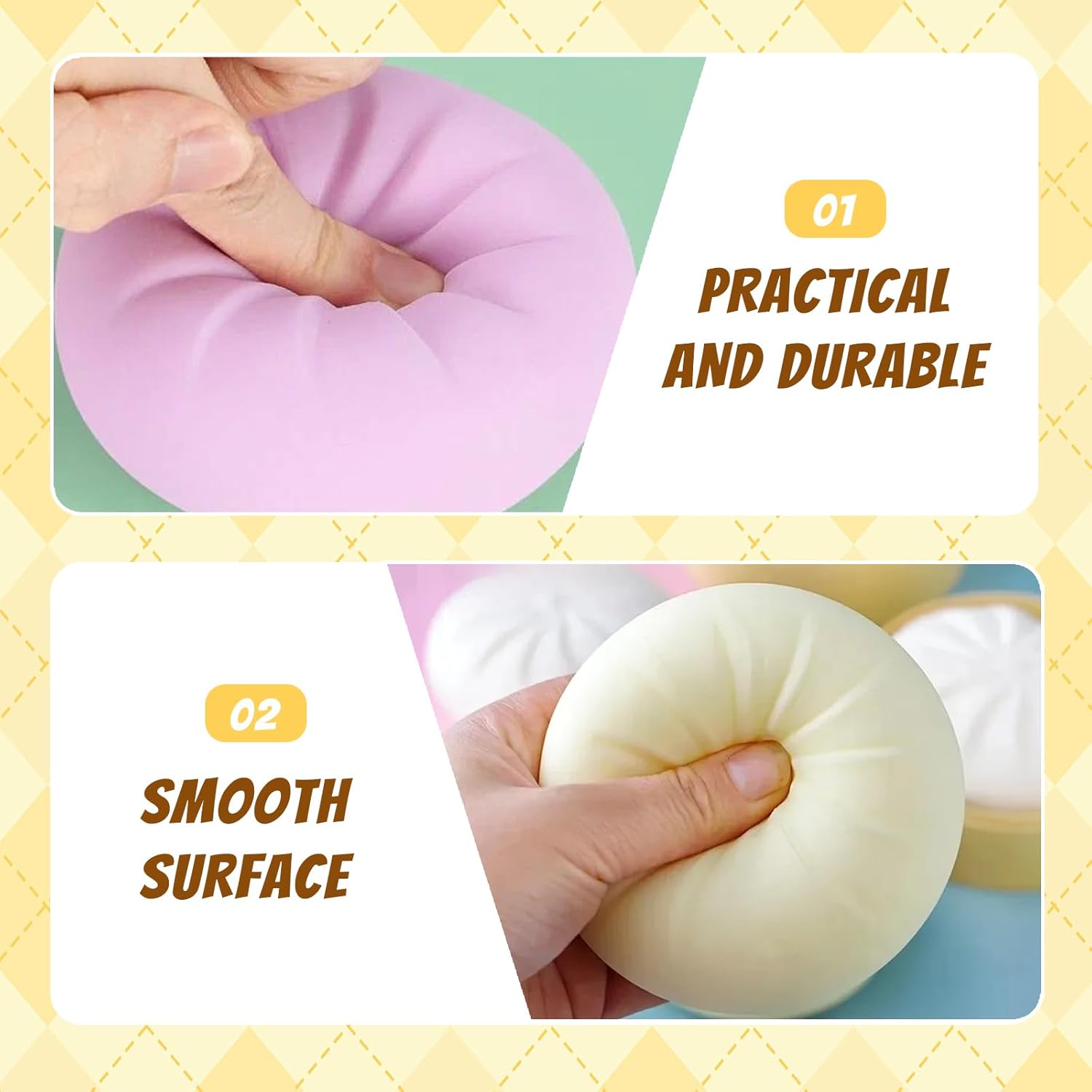 Pastel dumpling stress relief squishy 4-pack for classroom rewards and party favors