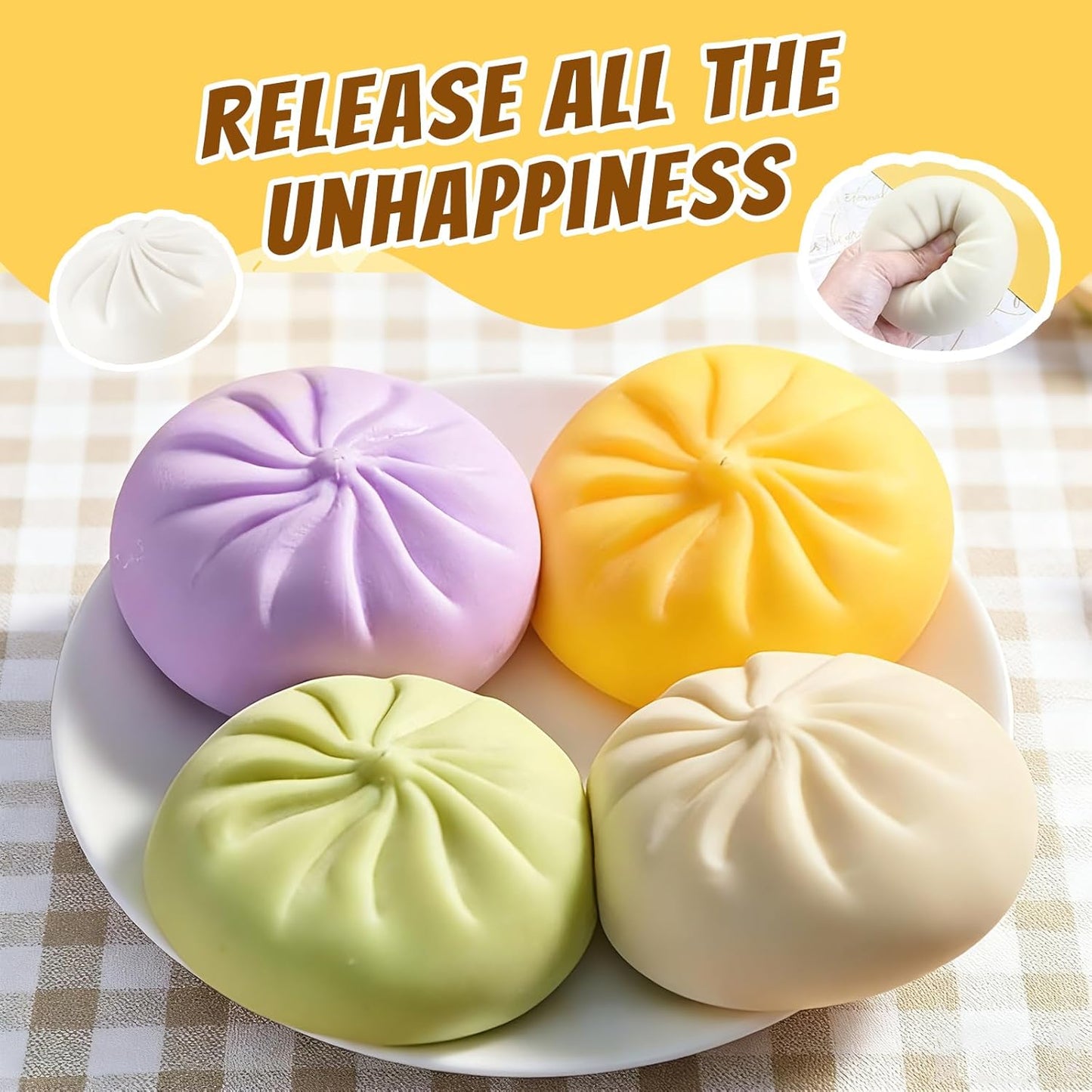 Soft TPR rainbow dumpling squishy set as cute baozi sensory fidget toy gift for kids